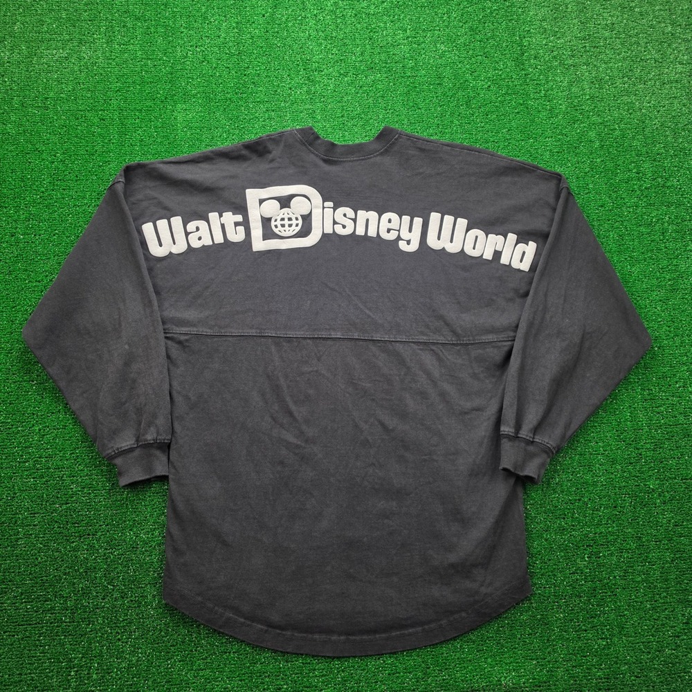 Walt Disney World Spirit Jersey Unisex Small Black White Logo Puff Print Retro‎